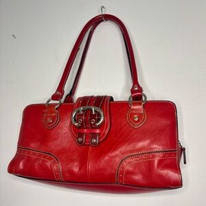 RED LEATHER & SILVER Y2K FALL MEDIUM SHOULDER BAG